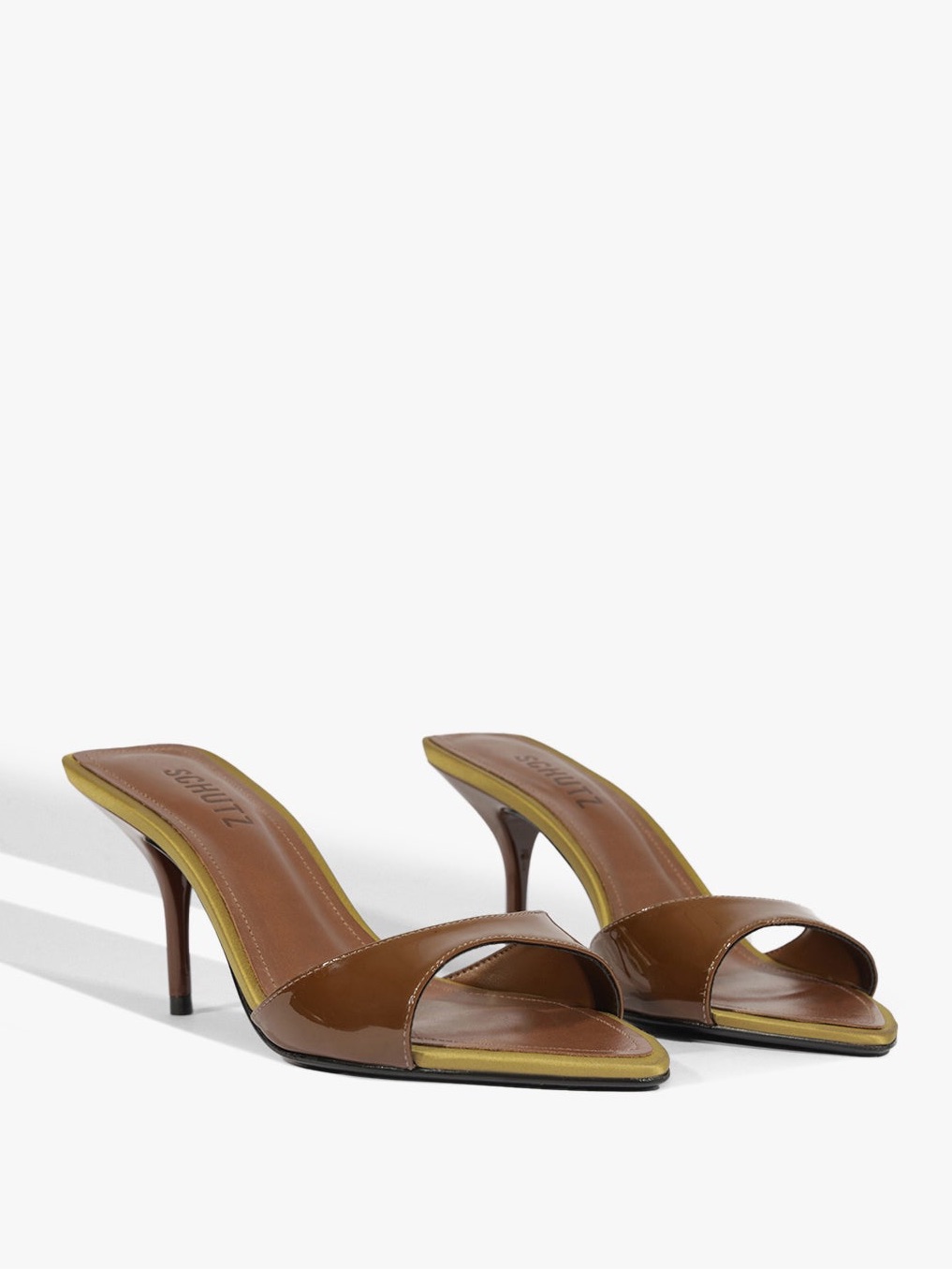 Nwbschutz Elodie Patent Leather Sandal In Pecan Brown